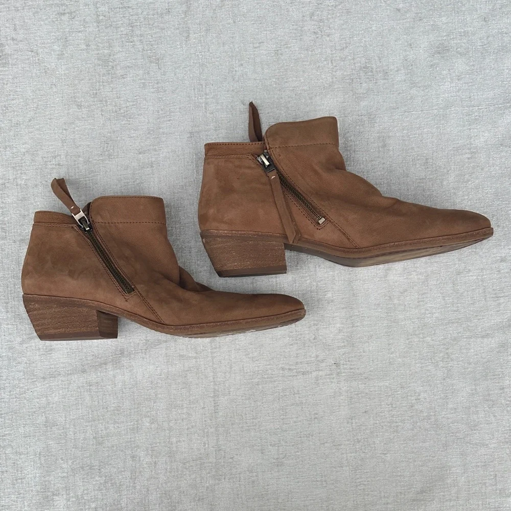 Sam Edelman Brown Leather Ankle Boots Zips on both Sides Size 9